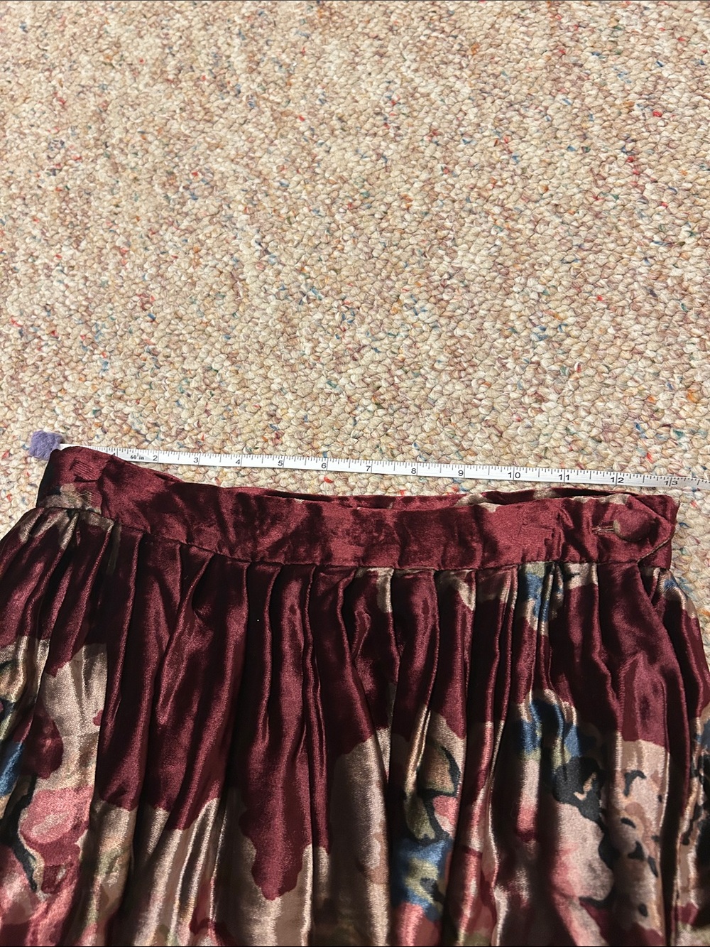 Vintage Ralph Lauren Country Burgundy and Gold Floral Maxi Skirt - Picture 7 of 8